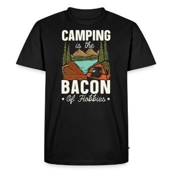 Camping Et Bacon Viande Camp Camper J’Aime Bacon - T-shirt Premium bio Homme - noir - Devant - Nico (187cm)