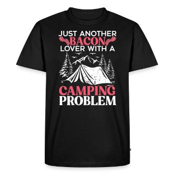 Camping Et Bacon Viande Camp Camper J’Aime Bacon - T-shirt Premium bio Homme - noir - Devant - Nico (187cm)