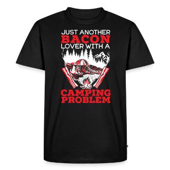 Camping Et Bacon Viande Camp Camper J’Aime Bacon - T-shirt Premium bio Homme - noir - Devant - Nico (187cm)