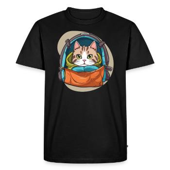 Hiking Cat Hiker Cat Owner Mountain Climbing Hiker - Men's Premium Organic T-Shirt - black - Front - Nico (187cm)