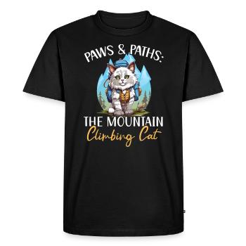 Hiking Cat Hiker Cat Owner Mountain Climbing Hiker - Men's Premium Organic T-Shirt - black - Front - Nico (187cm)