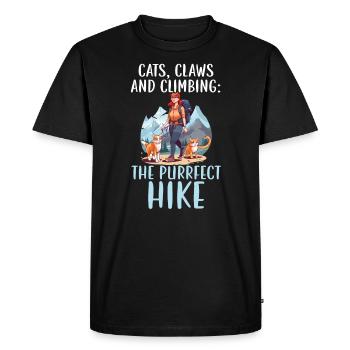 Hiking Cat Hiker Cat Owner Mountain Climbing Hiker - Men's Premium Organic T-Shirt - black - Front - Nico (187cm)