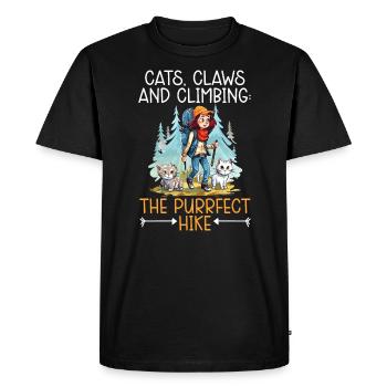 Hiking Cat Hiker Cat Owner Mountain Climbing Hiker - Men's Premium Organic T-Shirt - black - Front - Nico (187cm)