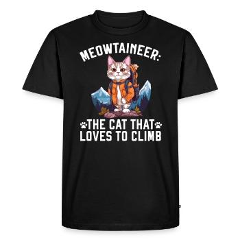 Hiking Cat Hiker Cat Owner Mountain Climbing Hiker - Men's Premium Organic T-Shirt - black - Front - Nico (187cm)
