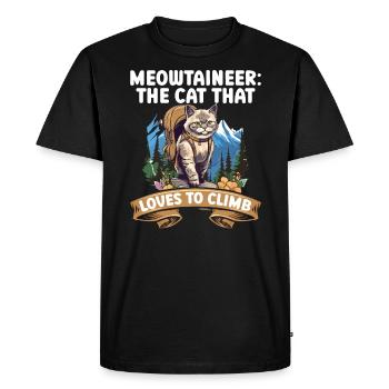 Hiking Cat Hiker Cat Owner Mountain Climbing Hiker - Men's Premium Organic T-Shirt - black - Front - Nico (187cm)
