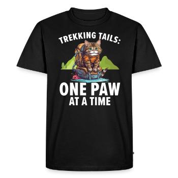 Hiking Cat Hiker Cat Owner Mountain Climbing Hiker - Men's Premium Organic T-Shirt - black - Front - Nico (187cm)