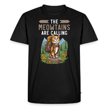 Hiking Cat Hiker Cat Owner Mountain Climbing Hiker - Men's Premium Organic T-Shirt - black - Front - Nico (187cm)