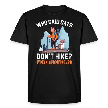 Hiking Cat Hiker Cat Owner Mountain Climbing Hiker - Men's Premium Organic T-Shirt - black - Front - Nico (187cm)