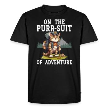 Hiking Cat Hiker Cat Owner Mountain Climbing Hiker - Men's Premium Organic T-Shirt - black - Front - Nico (187cm)