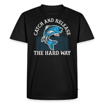 Hand Fishing Fisherman Noodling Lover Fisher Fish - Men's Premium Organic T-Shirt - black - Front - Nico (187cm)