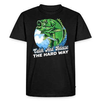 Hand Fishing Fisherman Noodling Lover Fisher Fish - Men's Premium Organic T-Shirt - black - Front - Nico (187cm)