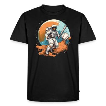Astronaute de baseball Joueur de baseball Outerspace - T-shirt Premium bio Homme - noir - Devant - Nico (187cm)