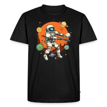 Astronaute de baseball Joueur de baseball Outerspace - T-shirt Premium bio Homme - noir - Devant - Nico (187cm)