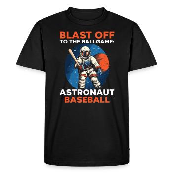 Astronaute de baseball Joueur de baseball Outerspace - T-shirt Premium bio Homme - noir - Devant - Nico (187cm)