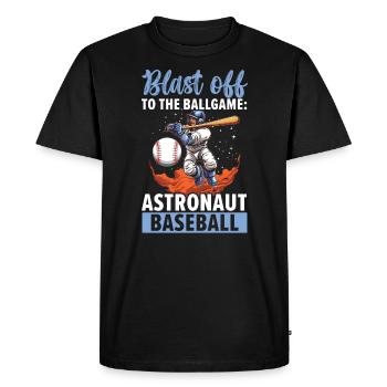 Astronaute de baseball Joueur de baseball Outerspace - T-shirt Premium bio Homme - noir - Devant - Nico (187cm)