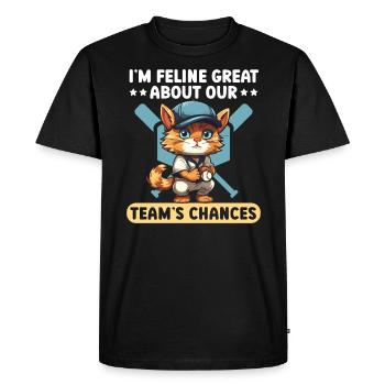 Chat Baseball Amateur Joueur de baseball Sport Miaou - T-shirt Premium bio Homme - noir - Devant - Nico (187cm)