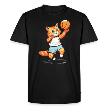 Basketball Cat Basketteur Joueur de basket-ball J’aime le basket-ball - T-shirt Premium bio Homme - noir - Devant - Nico (187cm)