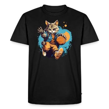 Basketball Cat Basketteur Joueur de basket-ball J’aime le basket-ball - T-shirt Premium bio Homme - noir - Devant - Nico (187cm)