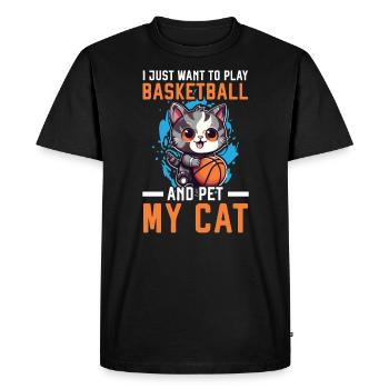 Basketball Cat Basketteur Joueur de basket-ball J’aime le basket-ball - T-shirt Premium bio Homme - noir - Devant - Nico (187cm)