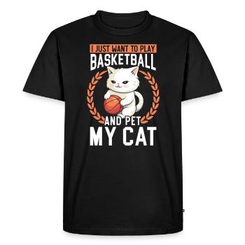 Basketball Cat Basketteur Joueur de basket-ball J’aime le basket-ball - T-shirt Premium bio Homme - noir - Devant - Nico (187cm)