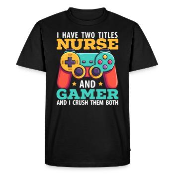 Gamer Nurse Video Game Player Gaming Nursing - Men's Premium Organic T-Shirt - black - Front - Nico (187cm)