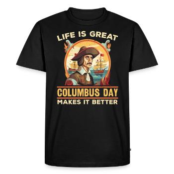 Christophe Colomb Italo-Américain Jour de Christophe Colomb - T-shirt Premium bio Homme - noir - Devant - Nico (187cm)