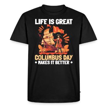 Christophe Colomb Italo-Américain Jour de Christophe Colomb - T-shirt Premium bio Homme - noir - Devant - Nico (187cm)