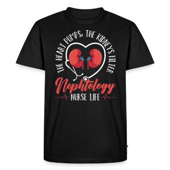 Néphrologie Infirmière Emploi médical Médecine Soins infirmiers - T-shirt Premium bio Homme - noir - Devant - Nico (187cm)