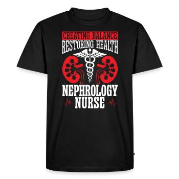 Néphrologie Infirmière Emploi médical Médecine Soins infirmiers - T-shirt Premium bio Homme - noir - Devant - Nico (187cm)