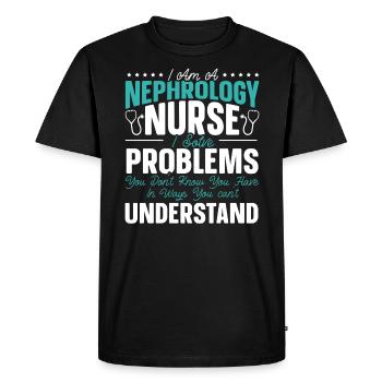 Néphrologie Infirmière Emploi médical Médecine Soins infirmiers - T-shirt Premium bio Homme - noir - Devant - Nico (187cm)
