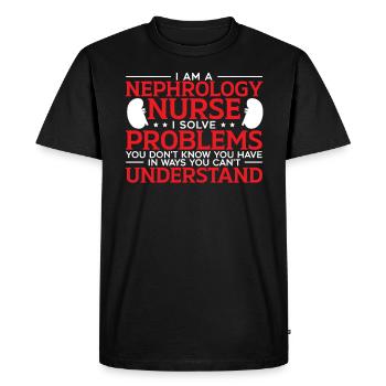 Néphrologie Infirmière Emploi médical Médecine Soins infirmiers - T-shirt Premium bio Homme - noir - Devant - Nico (187cm)