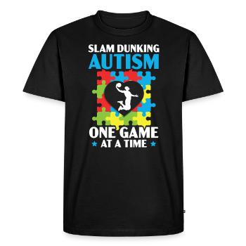 Autisme Basketball Autism Warrior Basketteur - T-shirt Premium bio Homme - noir - Devant - Nico (187cm)
