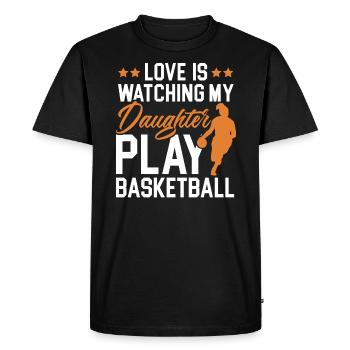 Fille Basketball Sport Basketball Papa Maman - T-shirt Premium bio Homme - noir - Devant - Nico (187cm)
