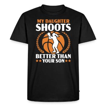 Fille Basketball Sport Basketball Papa Maman - T-shirt Premium bio Homme - noir - Devant - Nico (187cm)