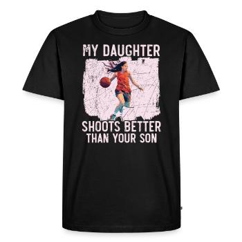 Fille Basketball Sport Basketball Papa Maman - T-shirt Premium bio Homme - noir - Devant - Nico (187cm)
