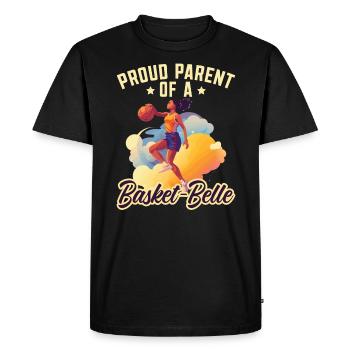 Fille Basketball Sport Basketball Papa Maman - T-shirt Premium bio Homme - noir - Devant - Nico (187cm)