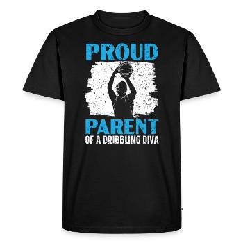 Fille Basketball Sport Basketball Papa Maman - T-shirt Premium bio Homme - noir - Devant - Nico (187cm)