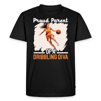 Fille Basketball Sport Basketball Papa Maman - T-shirt Premium bio Homme - noir - Devant - Nico (187cm)