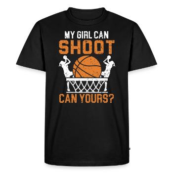 Fille Basketball Sport Basketball Papa Maman - T-shirt Premium bio Homme - noir - Devant - Nico (187cm)