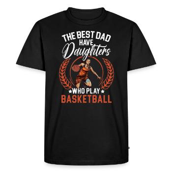 Fille Basketball Sport Basketball Papa Maman - T-shirt Premium bio Homme - noir - Devant - Nico (187cm)