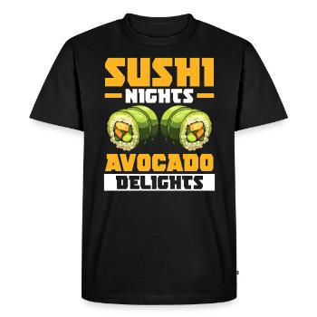 Avocado Sushi Roll Nigiri Avocado Fruit Guacamole - T-shirt Premium bio Homme - noir - Devant - Nico (187cm)