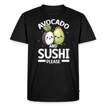 Avocado Sushi Roll Nigiri Avocado Fruit Guacamole - T-shirt Premium bio Homme - noir - Devant - Nico (187cm)