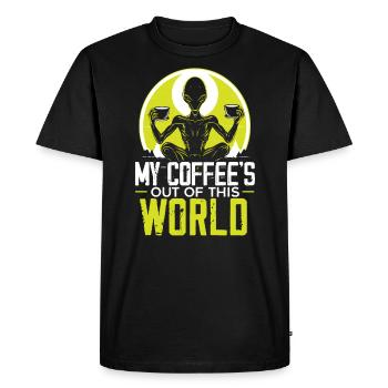 Alien Coffee Lover Caffeine UFO Extraterrestrial - Men's Premium Organic T-Shirt - black - Front - Nico (187cm)
