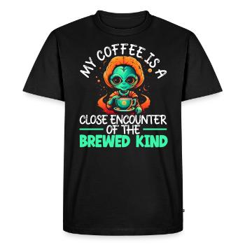 Alien Coffee Lover Caféine UFO Extraterrestre - T-shirt Premium bio Homme - noir - Devant - Nico (187cm)