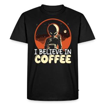 Alien Coffee Lover Caffeine UFO Extraterrestrial - Men's Premium Organic T-Shirt - black - Front - Nico (187cm)