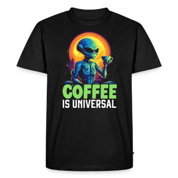 Alien Coffee Lover Caffeine UFO Extraterrestrial - Men's Premium Organic T-Shirt - black - Front - Nico (187cm)