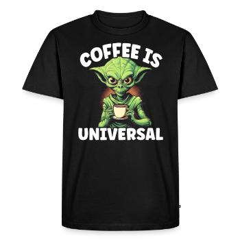 Alien Coffee Lover Caffeine UFO Extraterrestrial - Men's Premium Organic T-Shirt - black - Front - Nico (187cm)