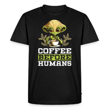 Alien Coffee Lover Caffeine UFO Extraterrestrial - Men's Premium Organic T-Shirt - black - Front - Nico (187cm)
