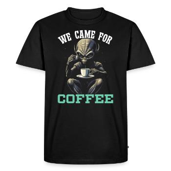 Alien Coffee Lover Caffeine UFO Extraterrestrial - Men's Premium Organic T-Shirt - black - Front - Nico (187cm)