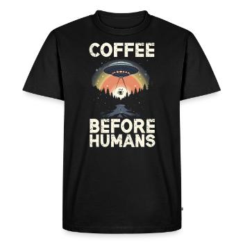 Alien Coffee Lover Caffeine UFO Extraterrestrial - Men's Premium Organic T-Shirt - black - Front - Nico (187cm)